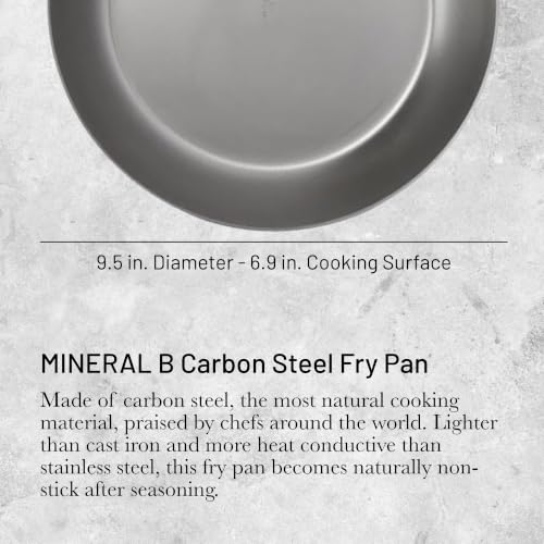 Image of de Buyer MINERAL B Pro Carbon Steel Fry Pan - 9.5 inch Diameter, 6.9 inch Cooking Surface - Ideal for Searing, Sauteing & Reheating - Naturally Non-Stick Finish - Made in France