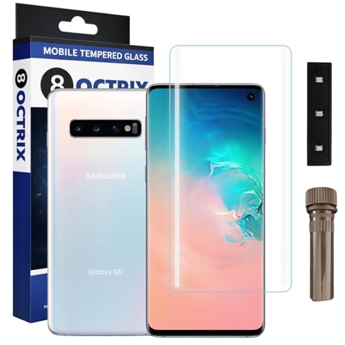 Image of Premium UV Tempered Glass Screen Protector for Samsung S10 | Transparent Full Screen Coverage with UV Installation Kit | Pack of 1 |