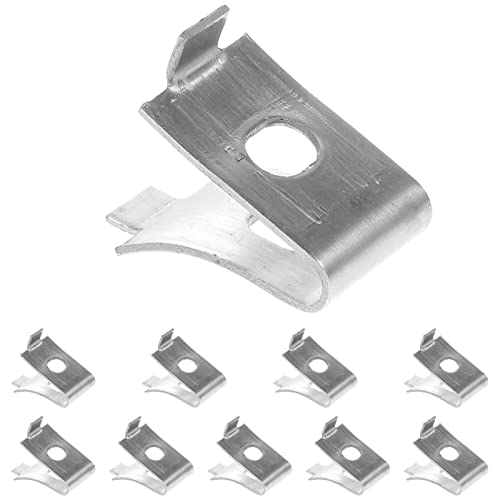 TEHAUX 10Pcs Stainless Steel Shelf Bracket Clips with Holes for Glass Suction Cups or Screws, Rustproof and Durable Shelf Support Pegs for Adjustable Shelves in Garage and Tool Room