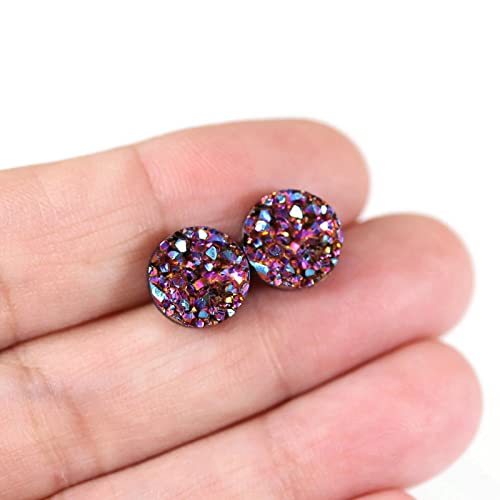 Pretty Smart Faux Druzy Earrings On Hypoallergenic Plastic Posts 10Mm (Purple Blue) #TOP1