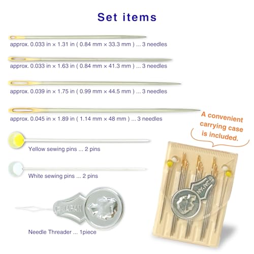 TUKUMO Sashiko Needles with pins Sewing Needles 4 Sizes of Needles Sharp with 1 Threaders Made in Japan by TUKUMO - Image 4