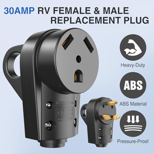 Image of Nilight 30 Amp RV Male and Female Plug Set | TT-30P TT-30R Receptable 125 Volt Heavy Duty Electrical Camper ETL Listed for Caravan Motorhome Van Trailer