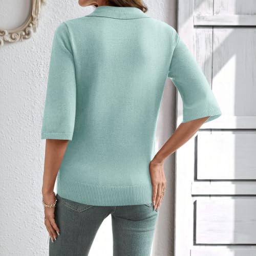 HswsEJ Womens Polo Sweater Short Sleeve Collared Polo Shirts for Women - image 3