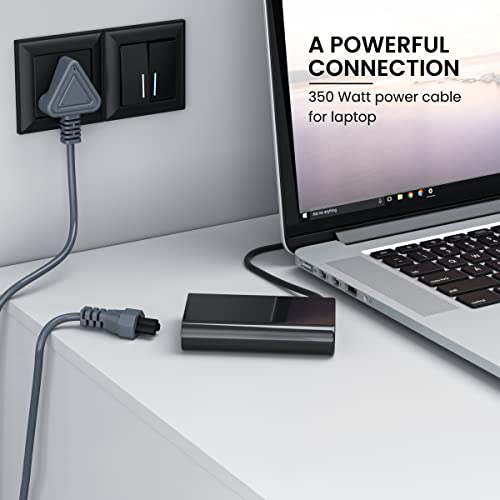 Image of Portronics Konnect G2 Laptop Power Cable with 3PIN Clover Power Connector, 1.5M Cord Length, 350W Load Capacity(Grey)