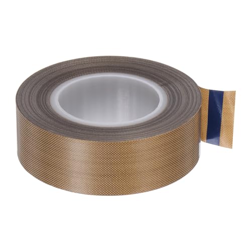 Image of HARFINGTON Fabric PTFE Tape Roll, 0.8 inch x 33ft High Temperature PTFE Adhesive Tape 0.18mm Thickness for Vacuum Sealer Machine Hand Sealers, Brown
