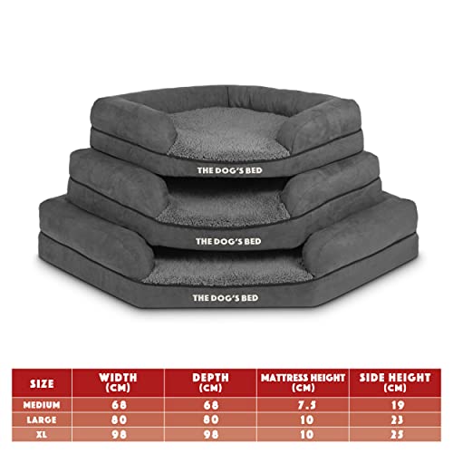 The Dog's Bed Orthopädisches Eck-Hundebett, Memory-Schaum, Wasserdicht, Mittel, Schwarzer Plüsch, lindert Schmerzen Bei Arthritis und Hüftdysplasie Therapeutisch Unterstützend, Tierärztlich Zugelassen