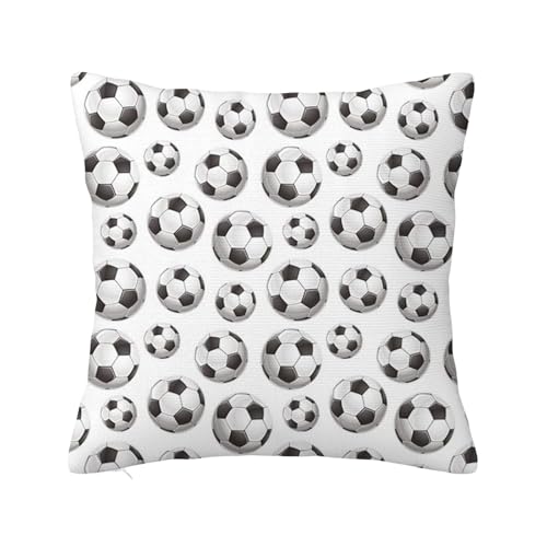 Anceky Sport-Kissenbezüge aus Polyester-Samt zum Valentinstag, lichtecht, lebendiges Fußball-Hobbyleben, Sofa-Heimdekoration, Hochzeitstag, Urlaubsdekor, Grauweiß, 40,6 x 40,6 cm