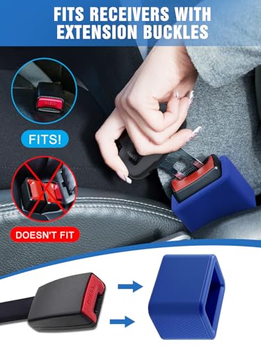 Image of 2 PCS Seat Belt Buckle Holder, Silicone Seatbelt Buckle Booster to Makes Receptacle Stand Upright for Easy Access (Blue)