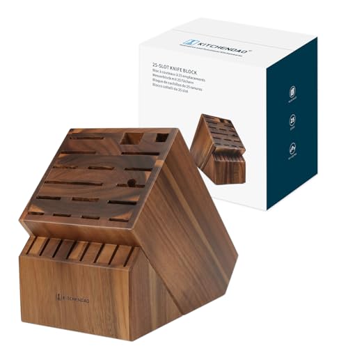 KITCHENDAO 25�X���b�g �A�J�V�A�ؐ��i�C�t�u���b�N �i�C�t�Ȃ� ��^���j�o�[�T���i�C�t�z���_�[ �L�b�`���p �����̎�ނ̃i�C�t�����[�\ �J�E���^�[�g�b�v�u�b�`���[�u���b�N�i�C�t�X�^���h �L�b�`�����[���ȒP