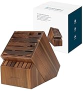 KITCHENDAO 25 Slot Acacia Wood Knife Block Without Knives, Large Universal Knife Holder for Kitch...