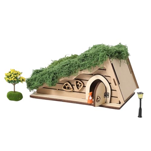 Kit de manualidades de casa de hadas, juego de manualidades de madera triangular de madera | Kit creativo de casa de jardín de hadas para vacaciones, hogar, eventos, fiestas, escritorio, niños, niñas