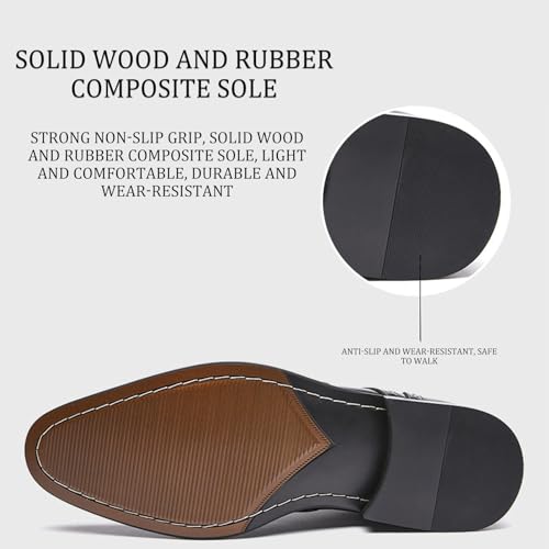 Men's Leather Wingtip Chunky Heel Oxford Shoes Business Pointed Brogue Carved Lace-Up Casual Work Dress Shoes Suitable for Work Wedding Driving4