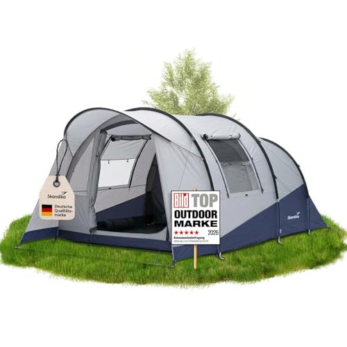 Skandika Tienda túnel Isken 3 Sleeper Protect | Tienda de campaña para 3 personas, ventana con mosquitera, suelo cosido, cabina negra para dormir, resistente al agua de 3000 mm, columna de agua de