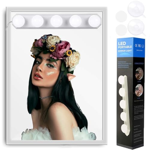 AIFUSI Lámpara Estilo Hollywood, Regulable, Iluminación con 5 LED para Espejo de Maquillaje, Tocador, Cuarto de Baño