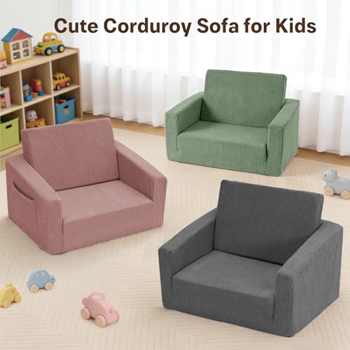Bubble Ball Toddler Couch for Kids, 2-in-1 Convertible Sofa Chair, Soft Fold Out Toddler Chair for Reading, Playroom, Kids Couch for Boys & Girls 1-3 Years, Green by Bubble Ball - Image 8