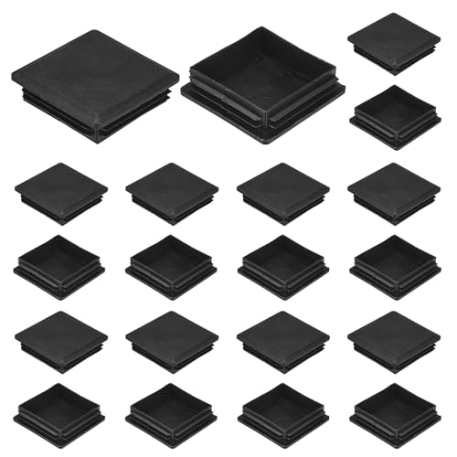 Image of M METERXITY 20-Pack Square Tubing End Caps, 3.2Inch /80mm Plastic Tube Plugs for Square Metal Tube /Chair Legs /Pipe Post /Furniture /Fence, Square Bumper Tubing Plug [Black]