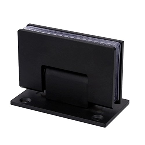 Ranbo Heavy Duty 90 Degree Glass Door Cupboard Showcase Cabinet Clamp Frameless Pivot Glass Shower Doors Hinge Replacement Parts Wall-to-Glass,304 Stainless Steel Black(90 Degree)