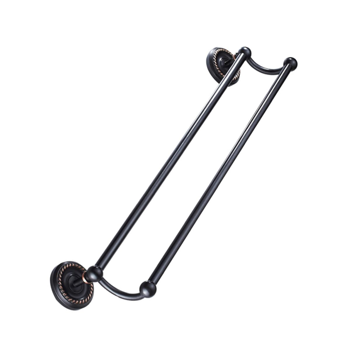 Porte-Serviettes Mural Double Barre Laiton 55cm Noir