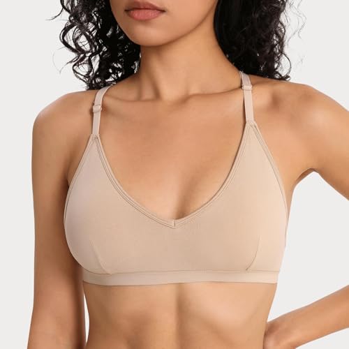 Image of INIBUD Sports Bras for Women Racerback Triangle Padded Bralette Y Back Seamless Bra No Underwire V Neck Wireless