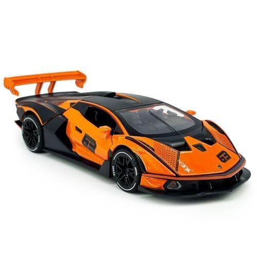 Image of 1:24 Lamborghini Essenza SCV12 Diecast Scale Model Metal Pull Back Toy Car for Kids with Openable Doors & Light, Music Toy Vehicle for Kids (Orange)