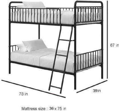 Image of APRODZ Marks Twin Bunk Bed (Metal - Black Powder Coated)