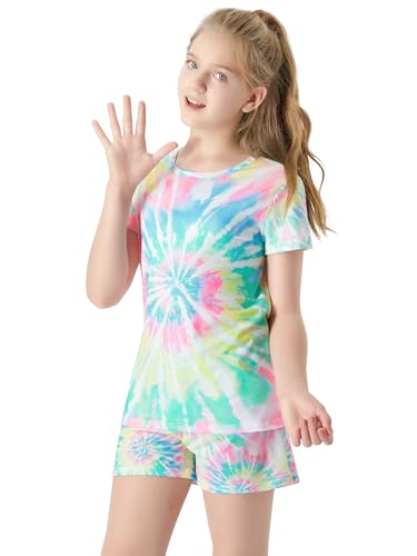 Topgal Summer Pajamas for Girls – Tie Dye Unicorn Mermaid Daisy Short PJ Set Size 6-163