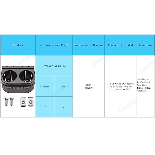 Cartclan Club Car Ds Cup Holder Kit Dual For 1993-Up Golf Cart Oem# 1016811 101708301-1 Pack #TOP5