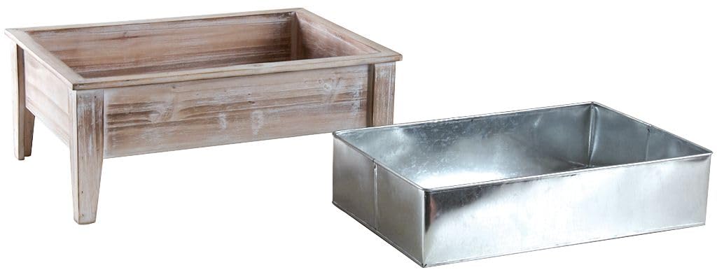 AUBRY GASPARD - Mini Carré Potager en Bois Brûlé et Zinc - sur Pied - Dimensions 40 x 27 x 16 cm - Résistant à la Pourriture et aux Insectes - Idéal pour Petits Espaces - Jardins, Terrasses, Balcons
