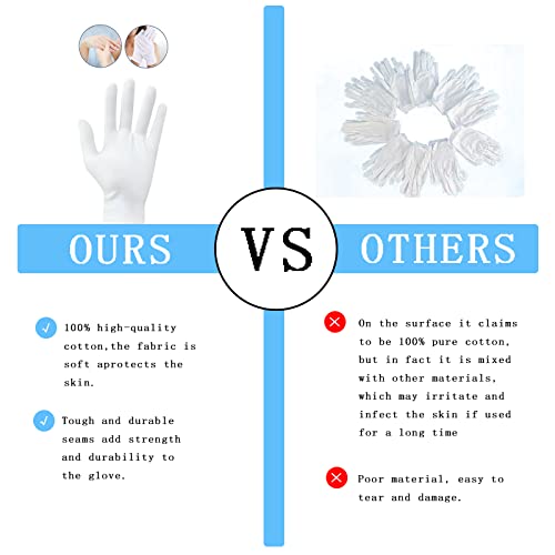 Zxfuture 16 Pcs（8Pairs） White Cotton Gloves For Dry Hands Moisturizing Gloves Overnight Eczema Gloves Sleep Gloves For Women Cosmetic Jewelry Silver Moisturizing Coin Inspection Gloves #TOP3