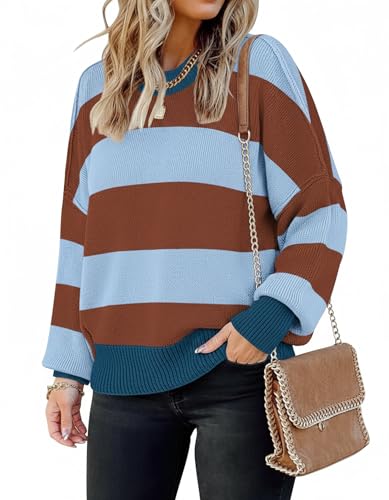 Image of Womens Oversized Sweaters Fall 2026 Fashion Clothes Colorblock Knit Tops