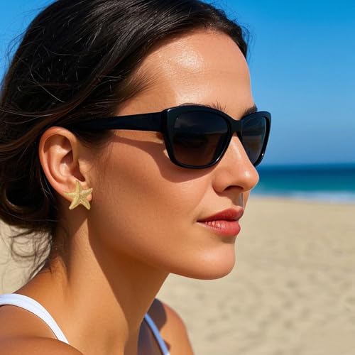 Starfish Shell Stud Earrings for Women Gold Silver Chunky Seashell Drop Dangle Earring Beach Summer Themed Jewelry2