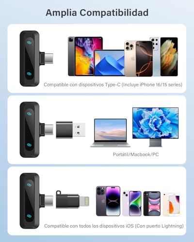 WARM BOX Micrófono de Solapa Inalámbrico para iPhone, iPad, Teléfono Android, 2-Pack Mini Micrófono con Reducción de Ruido, Emparejamiento Automático y Mute & Reverb para Vlogging, Grabación de Vídeo - imagen 7
