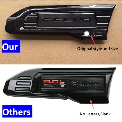 Image of 2pack OEM 2020-2023 6.6L V8 Vent Emblem Right Left 3D Nameplate Badge Replacement for Sierra 2500HD 3500HD 84586295 84586296 (Gloss Black)