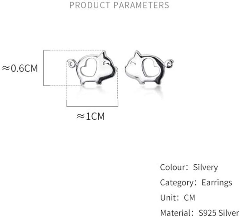 Love Heart Cute Pig Sterling Silver Studs Earrings for Women Sensitive Ears Tiny Luck Post - Image 2