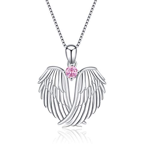 Collier pendentif ailes d'ange gardien en strass cubiques pour femme