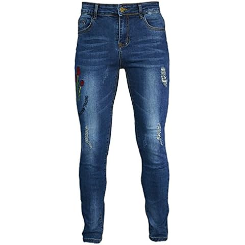 PHOENISING Women's Sexy Ripped Hole Jeans Curvy Girls All Season Skinny Trousers, Size 6-20 Dark Blue Cover