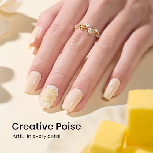 Image of Beetles Yellow Gel Nail Polish - 15ML /0.51Fl Oz., Soft Butter Yellow Gel Polish, Color-Matched Bottle, Soak-Off UV LED, Long-Lasting Holiday & Summer Nails Art for DIY Beginners & Salon Pros