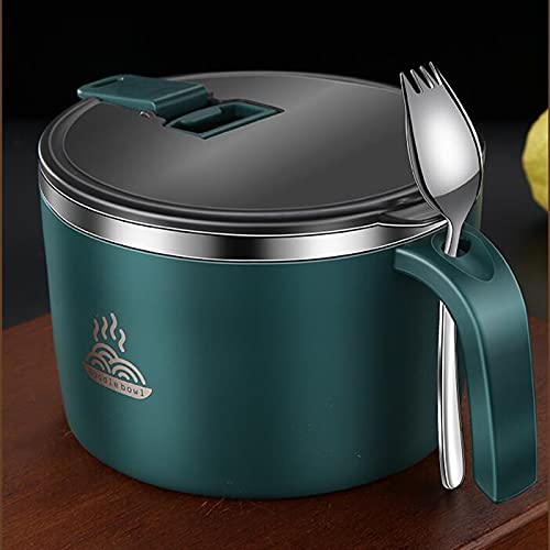 Foto von JUNMIN Edelstahl Instant Noodle Bowl Student Lunch Box isoliert Japanische Stil Geschirr Ramenschüssel mit Deckel (Kostenlose Geschirr) (Color : Blue, Size : 15.5x11cm)