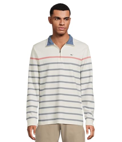 vineyard vines Men's Breton Stripe Saltwater Quarter Zip