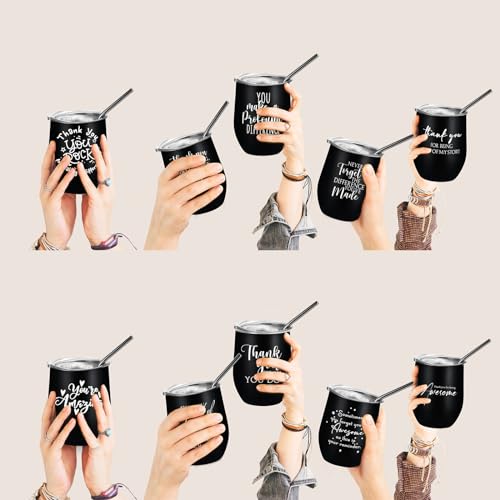 Inbagi-Employee-Appreciation-Gifts-12-oz-Stainless-Steel-Insulated-Wine-Tumbler-Teacher-Nurse-Coworker-Mug-with-Lids-Inspirational-Women-Male-Gifts-Fathers-Day-Gift-Grad-GiftBlack-20-Pcs