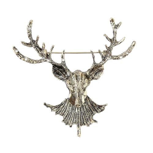 Broche de cabeça de alce vintage para homens e mulheres clássico metal veado lapela broche ornamento animal para presentes de roupas, Small, Liga de aço, Sem Pedra Preciosa