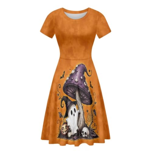 Image of Forchrinse Summer Dresses for Women Crew Neck Short Sleeve Midi Dress Casual Beach Vacation Sundress