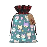 Design élégant : dispose d'une combinaison de tissu respectueux de l'environnement et de matériau écossais ; parfait pour ranger de petits articles, ce qui en fait une excellente option de rangement pendant les festivals et les fêtes de fin d'année ; utilisation polyvalente pour emballer et organiser divers articles