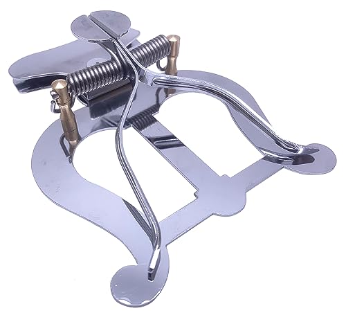 TUOREN Trumpet Trombone Marching Lyre Clamp-On Holder Lyre Sheet Music Clip Stand (Silver-Plated)