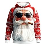Weihnachts Hoodie Herren Lustige Ugly Weihnachtspullover Reindeer Schneemann 3D Druck Weihnachtspulli Funny Christmas Kapuzenpullover Sweater Mit Tasche Weihnachtsmotiv Sweatshirt Weihnachtsoutfit