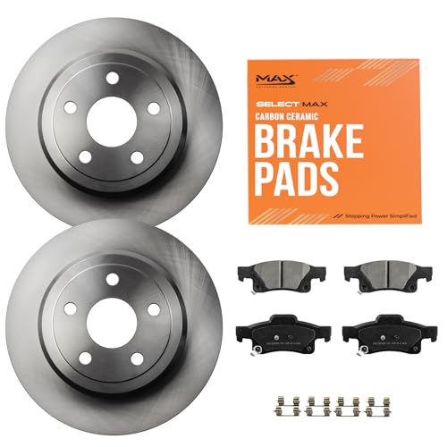 MAX Advanced Brakes - Rear Brake Kit For 2011-2021 Jeep Grand Cherokee, 2011-2020 Dodge Durango (Solid Rear Rotors)| Carbon Ceramic Brake and Rotor Kit| OE Replacement Brake Rotors