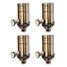 Royal Designs, Inc. Vintage Turn Knob Dimmer Lamp Socket for Incandescent LED Bulbs, Antique Brass, Set of 4