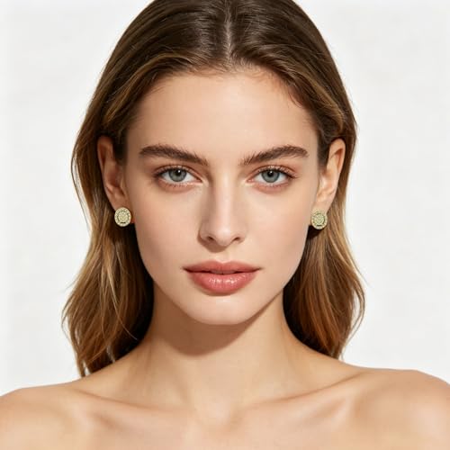 Image of NEWITIN 2 Pairs Silver Stud Earrings for Women Hypoallergenic Earring Stainless Steel Inlaid Cubic Zirconia Studs Earring Diamond Halo Stud Earrings for Women Men
