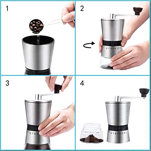 SXLCKJ 75g Kaffeemühle Manuelle Edelstahl Kaffeemühle Grobmahlung Keramik Mechanismus Coffe Mi (Crusher) – Bild 6