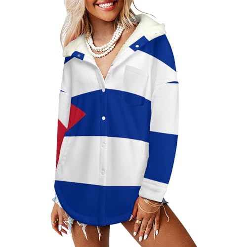 Manteau chaud femme veste polaire drapeau cubain veste à capuche manches longues